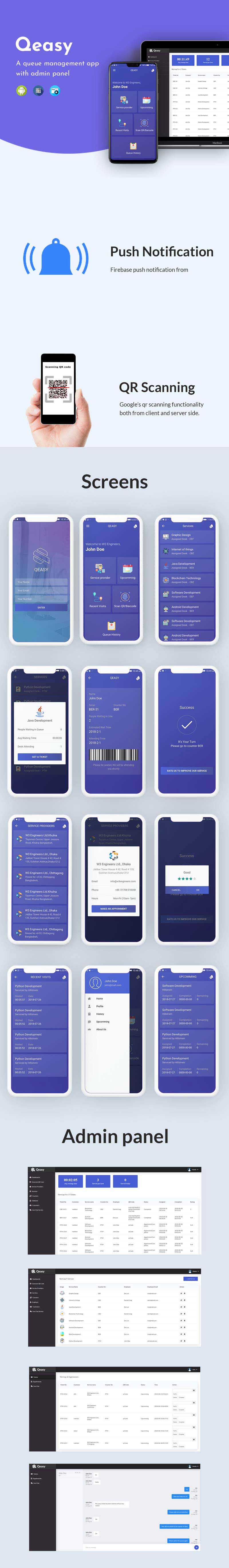 Qeasy - A queue management app with admin panel
