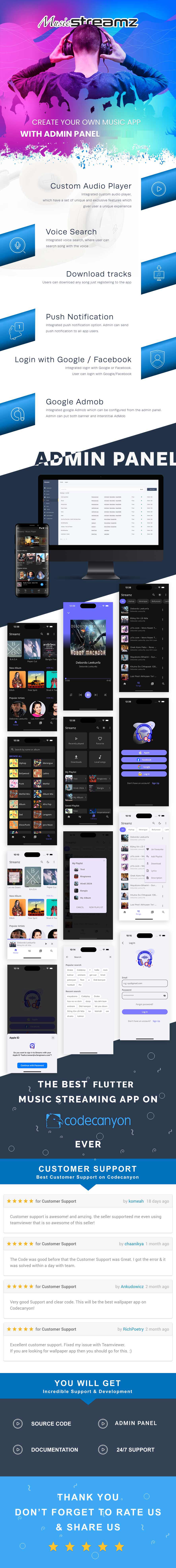 Streamz - A music streaming Flutter app with admin panel - 6